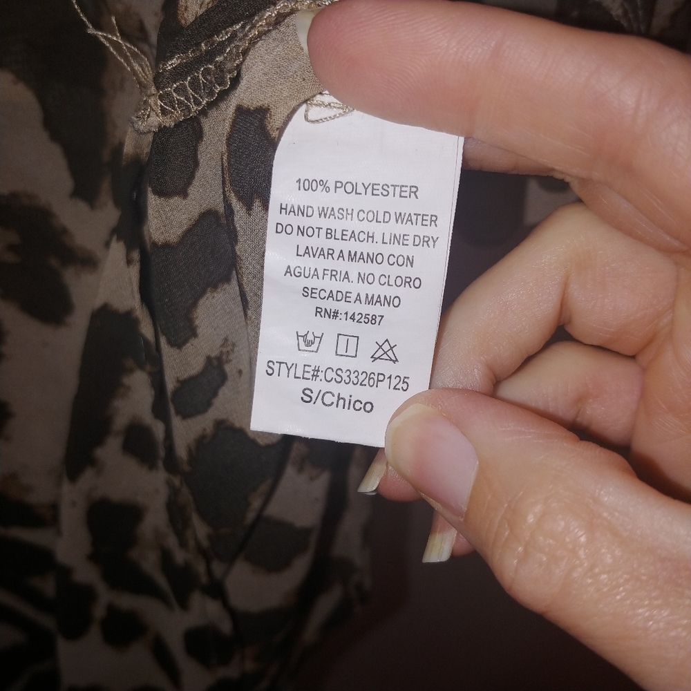 Cheetah leopard print sheer popover blouse - Picture 5 of 6